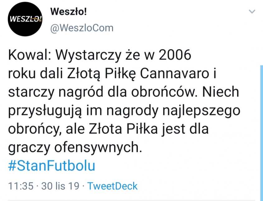 Wojciech Kowalczyk na temat tegorocznej ZŁOTEJ PIŁKI xD